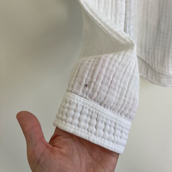 Xierena White Scout Gauze Button Down Top Shirt, Size Medium - Picture 8 of 13